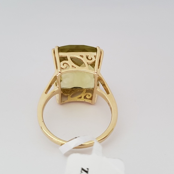 14K Yellow Gold Plate Sterling Silver Lemon Quartz Ring 9 - Picture 3 of 4